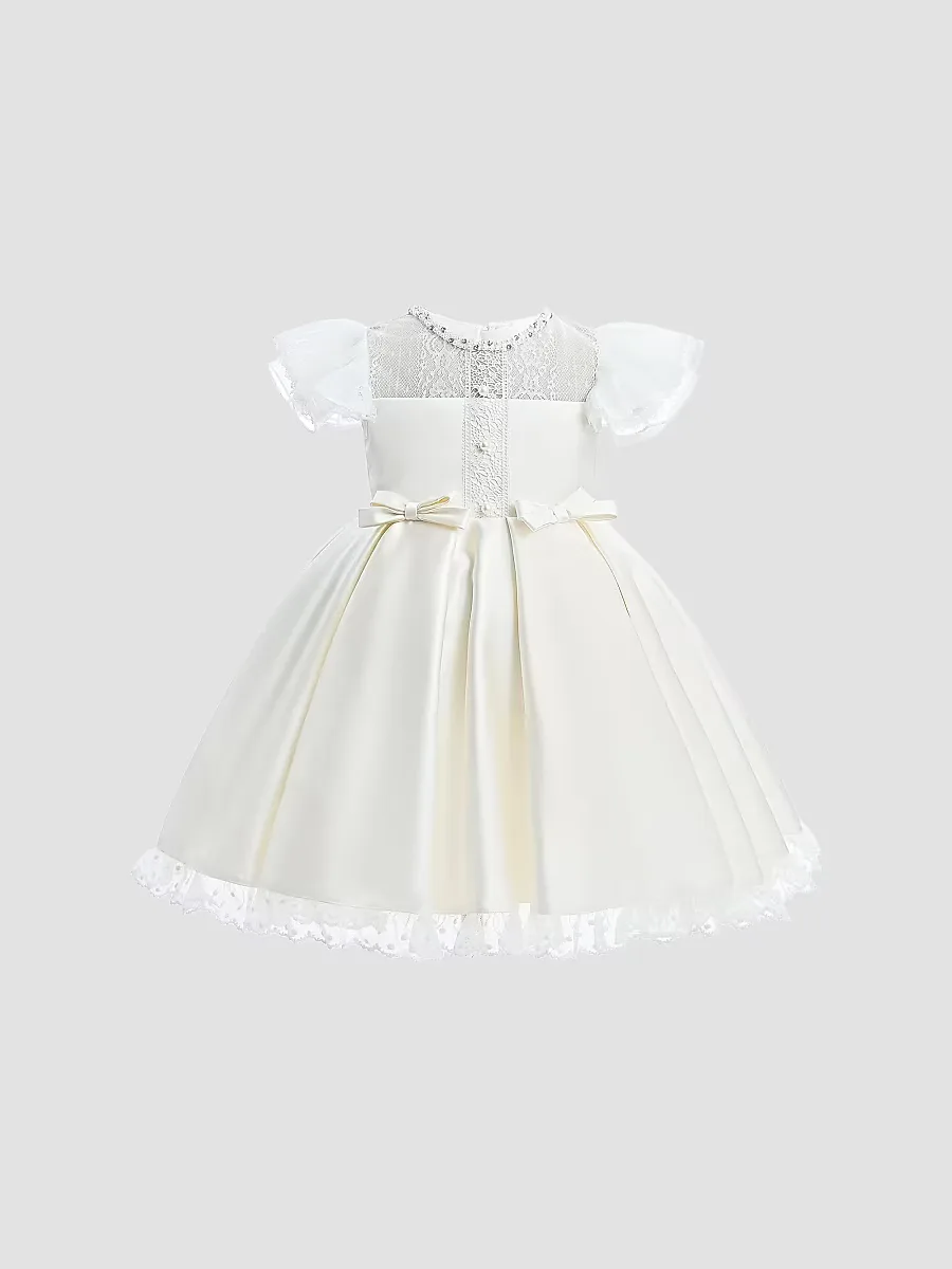 Lace-Trim Puff Sleeve Dress by Tulleen