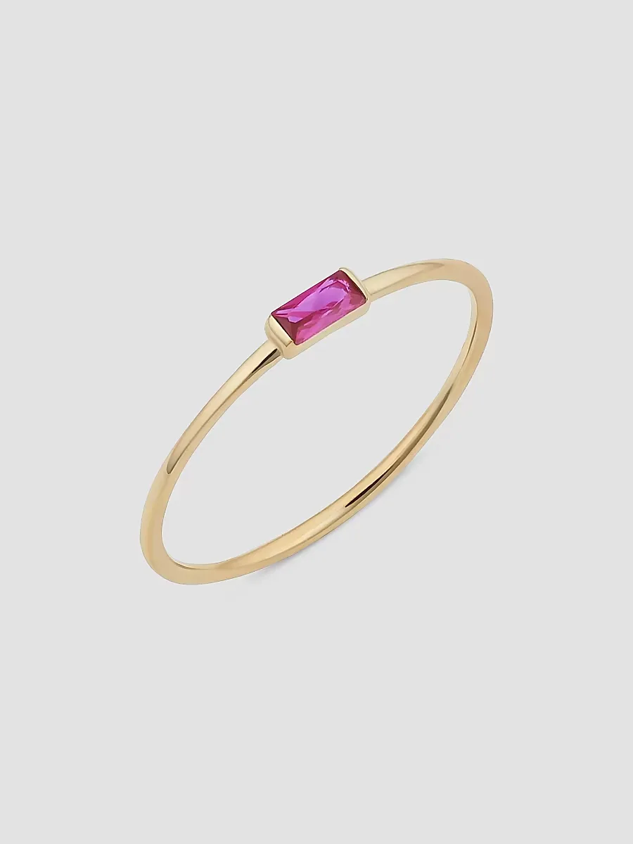 14K Yellow Solid Gold Fresco Baguette Ring by Oradina