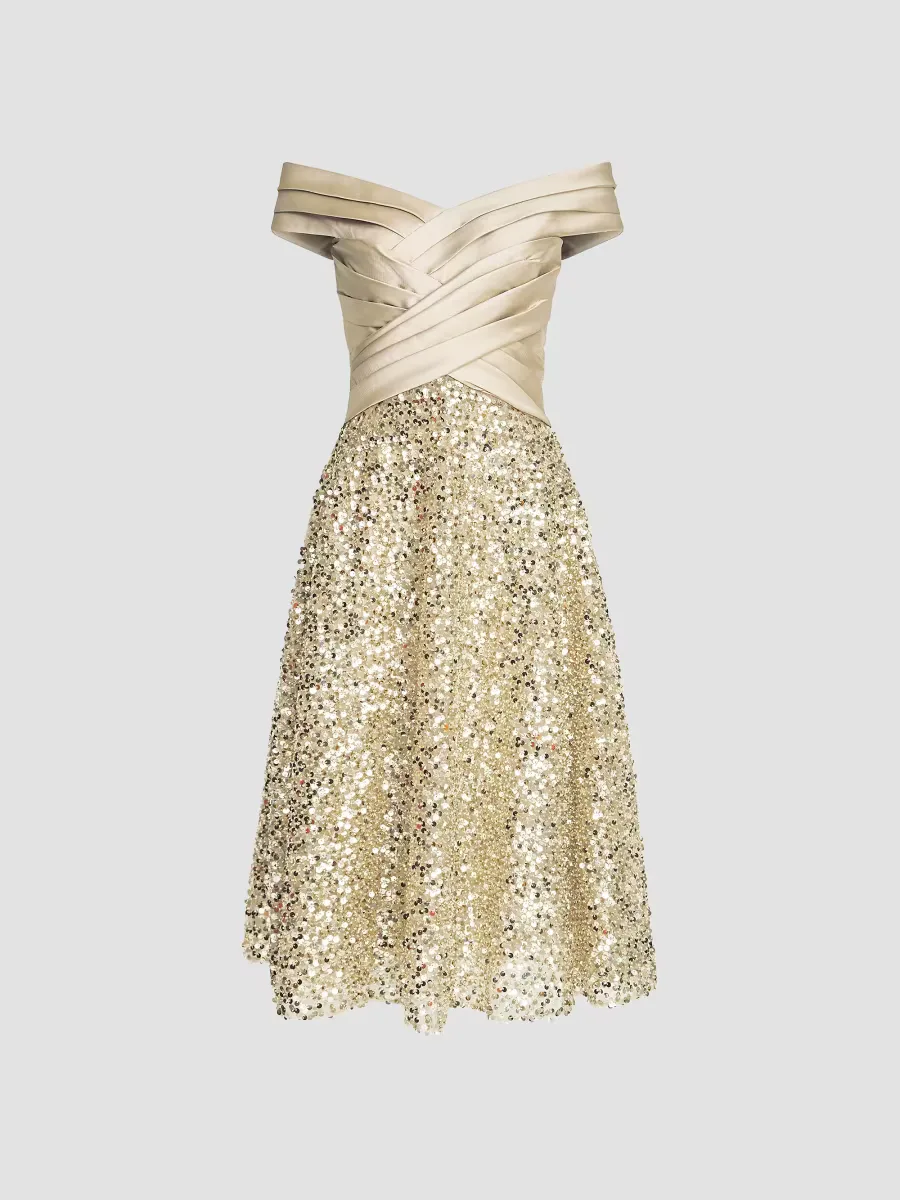 Brandy Draped Sequined Cocktail Minidress by Theia