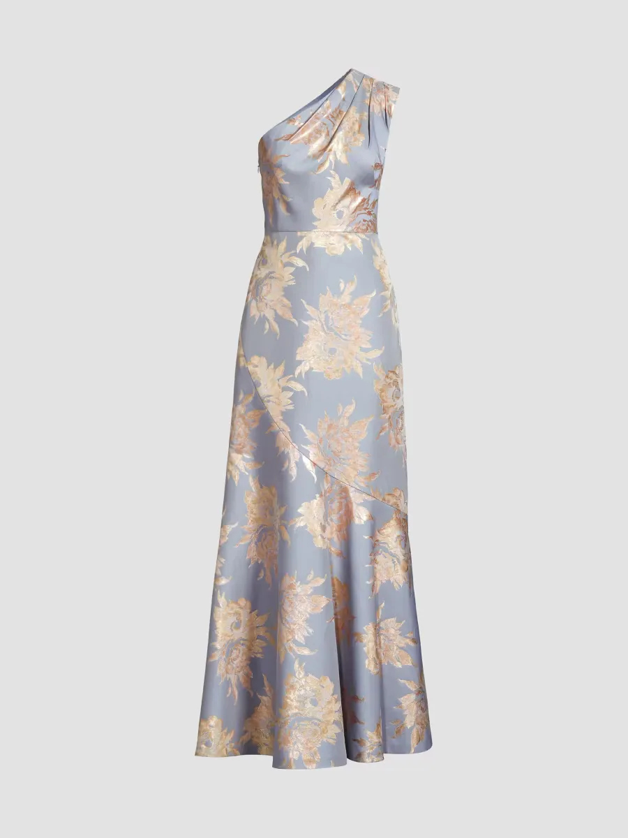 Gianella One-Shoulder Jacquard Gown by Kay Unger