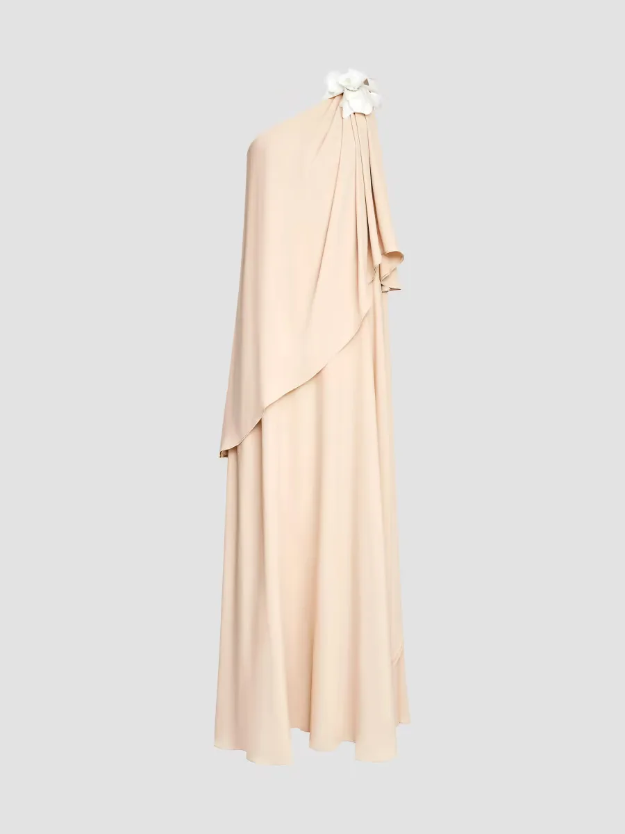 Solena One-Shoulder Georgette Gown by Halston