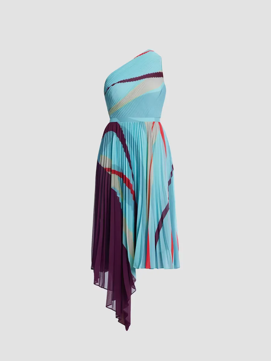 Printed Pleated Midi-Dress by BCBGMAXAZRIA