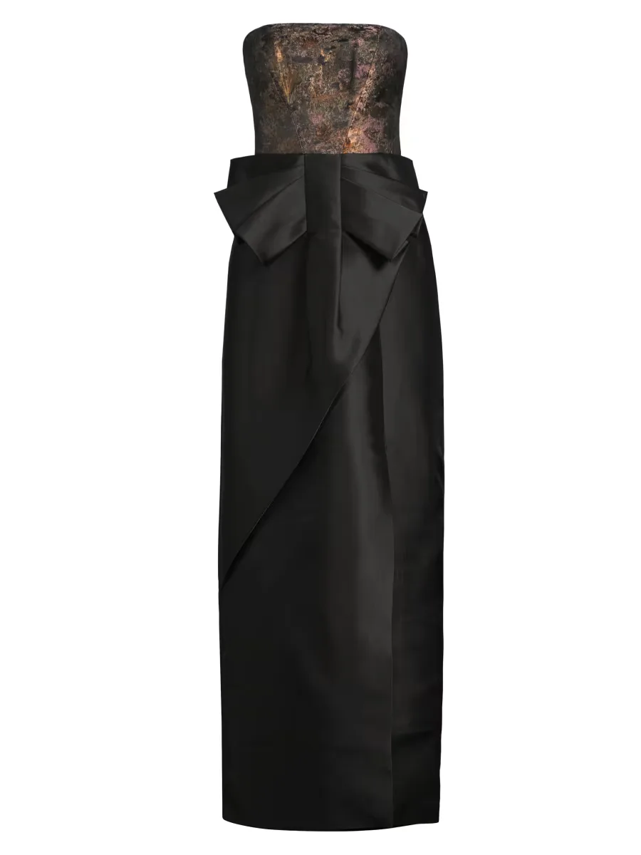Vanessa Metallic Strapless Column Gown by Kay Unger