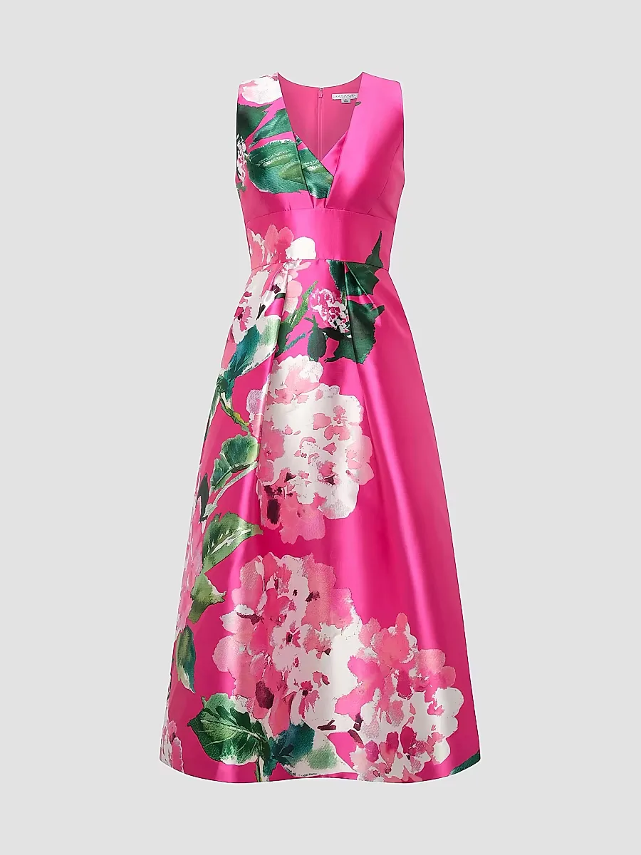 Raina Hydrangea Tea-Length Dress by Kay Unger