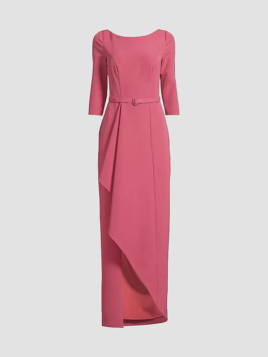 Julia Cascade Ruffle Crepe Column Gown by Kay Unger