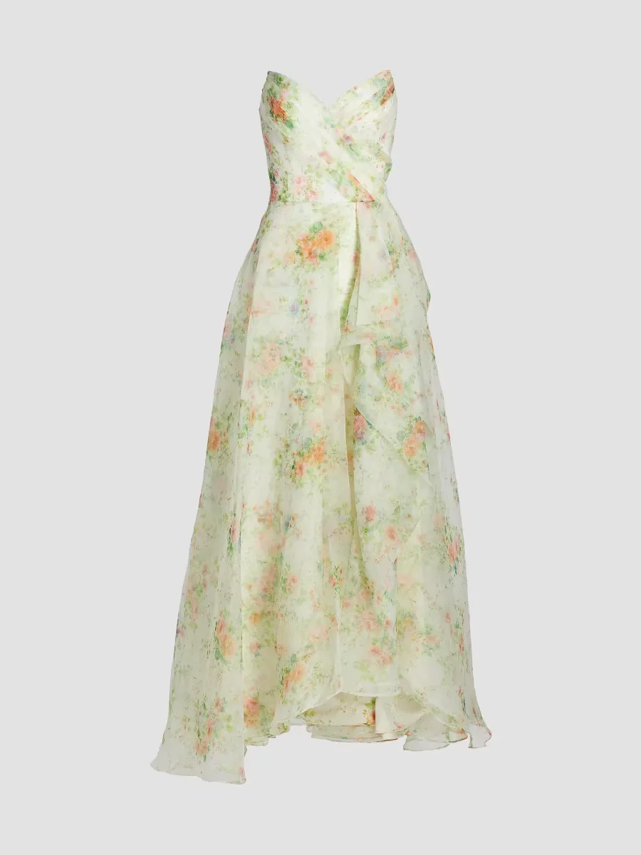 Tanya Organza Strapless A-Line Gown