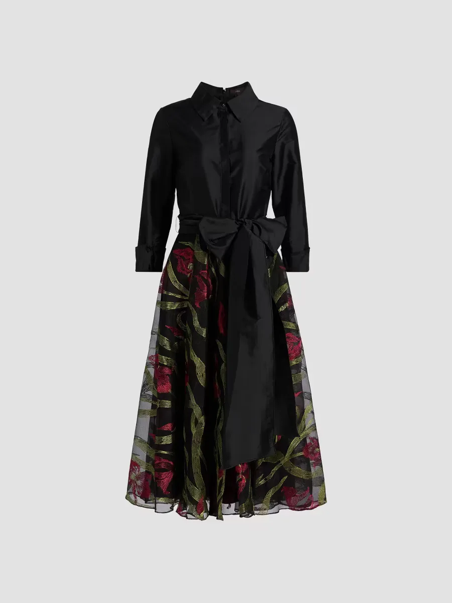 Azura Embroidered A-Line Shirtdress by Theia