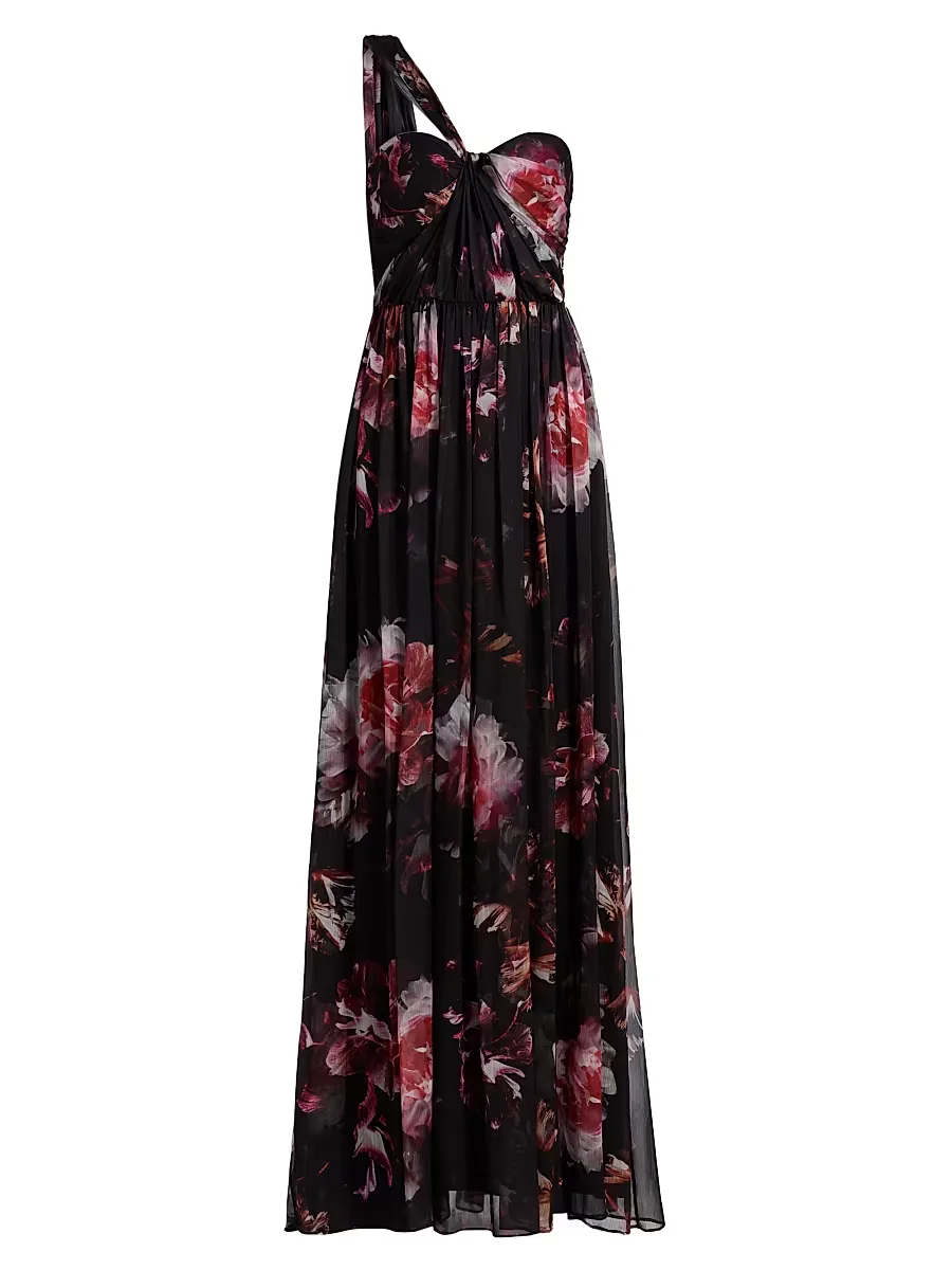 Lina Asymmetric Chiffon Gown