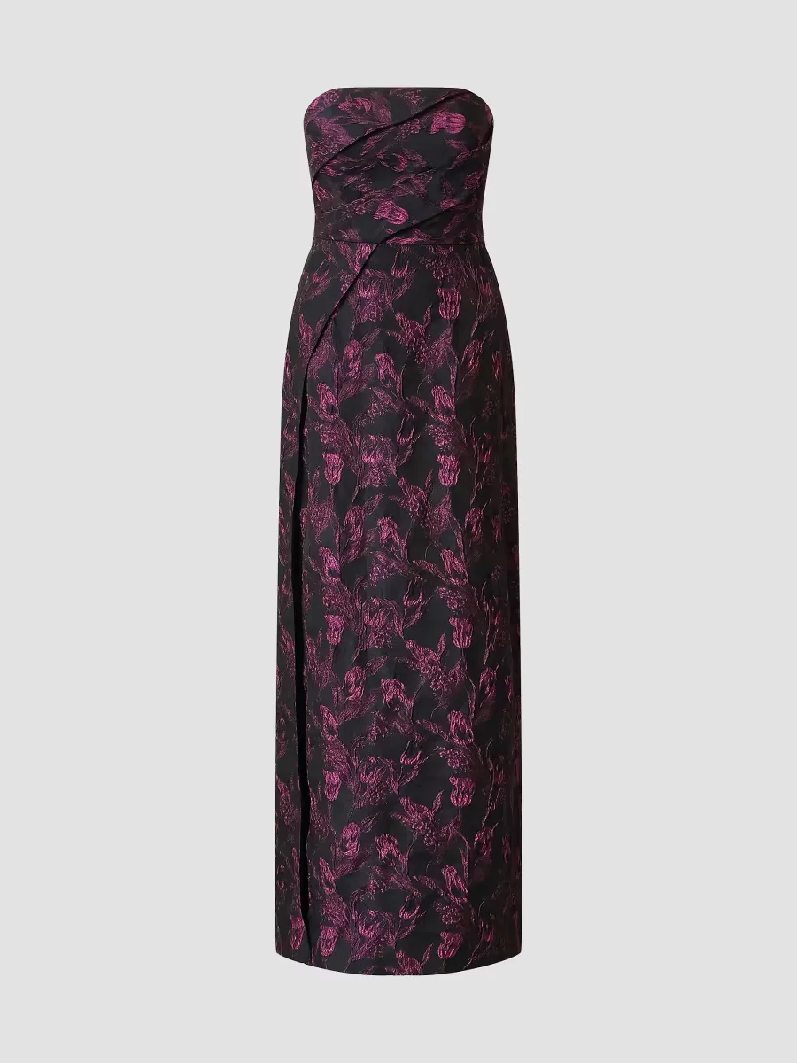 Clara Floral Jacquard Strapless Gown