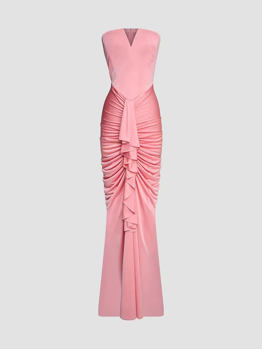 Selena Strapless Drape Column Gown by Et Ochs
