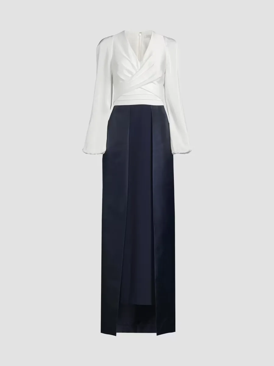 Bianca Faux-Wrap Walk-Thru Gown by Kay Unger