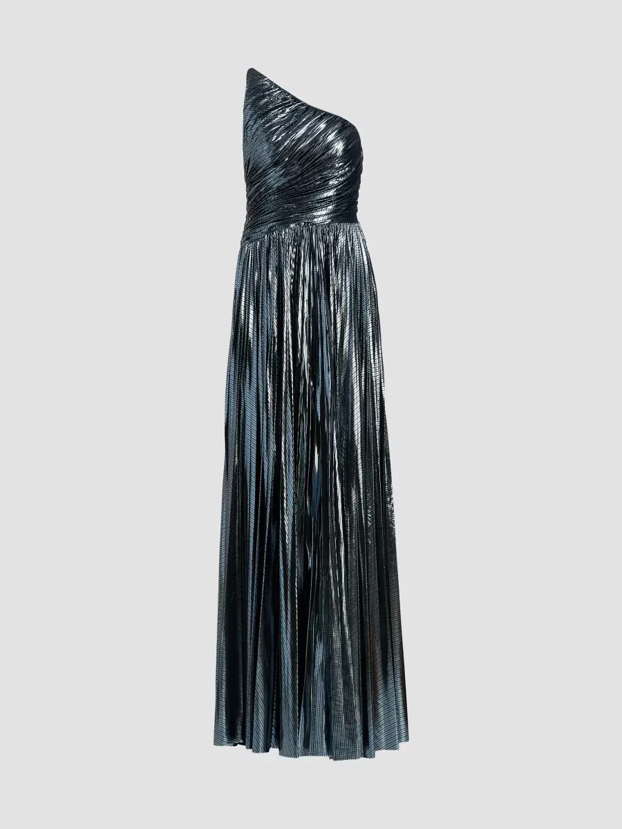 Terese Metallic Jersey One-Shoulder Gown