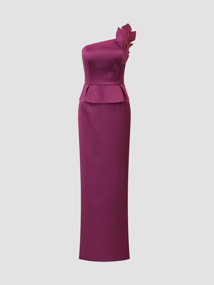 Kiara Satin One-Shoulder Gown
