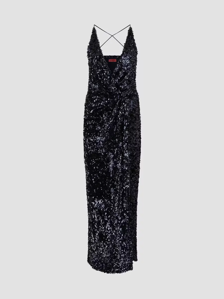 Katri Sequined V-Neck Gown by Halston