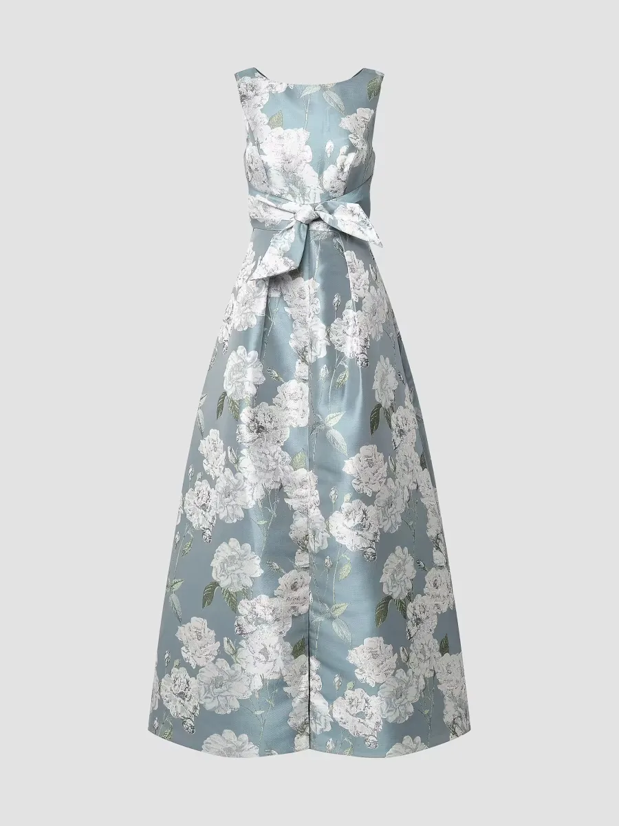 Lilianna Floral Jacquard Bow Ball Gown by Kay Unger