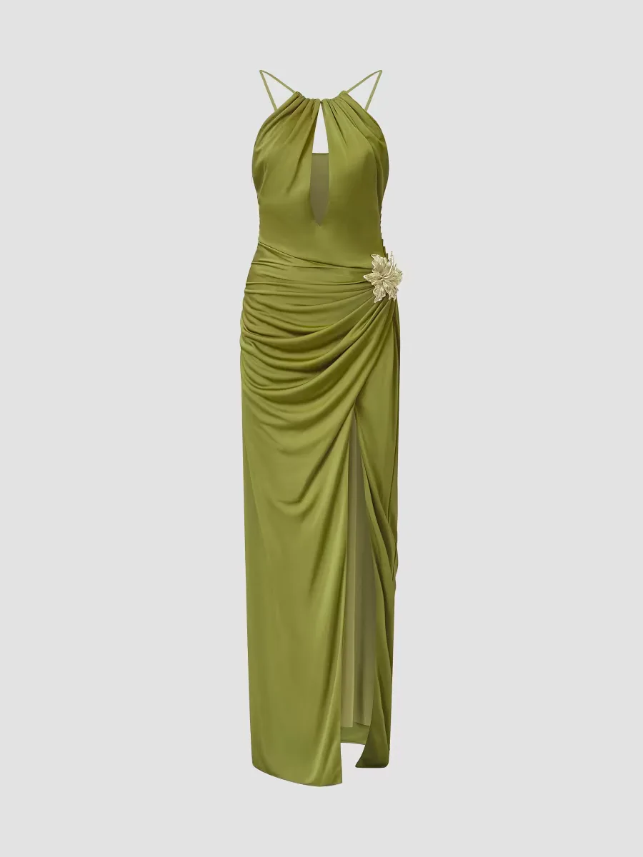 Elin Embellished Jersey Halterneck Gown