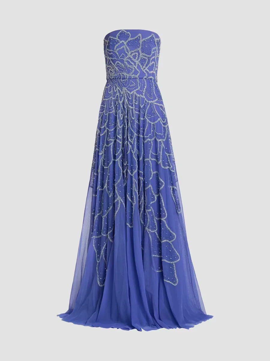 Ramona Strapless Ombré Beaded Gown by Theia