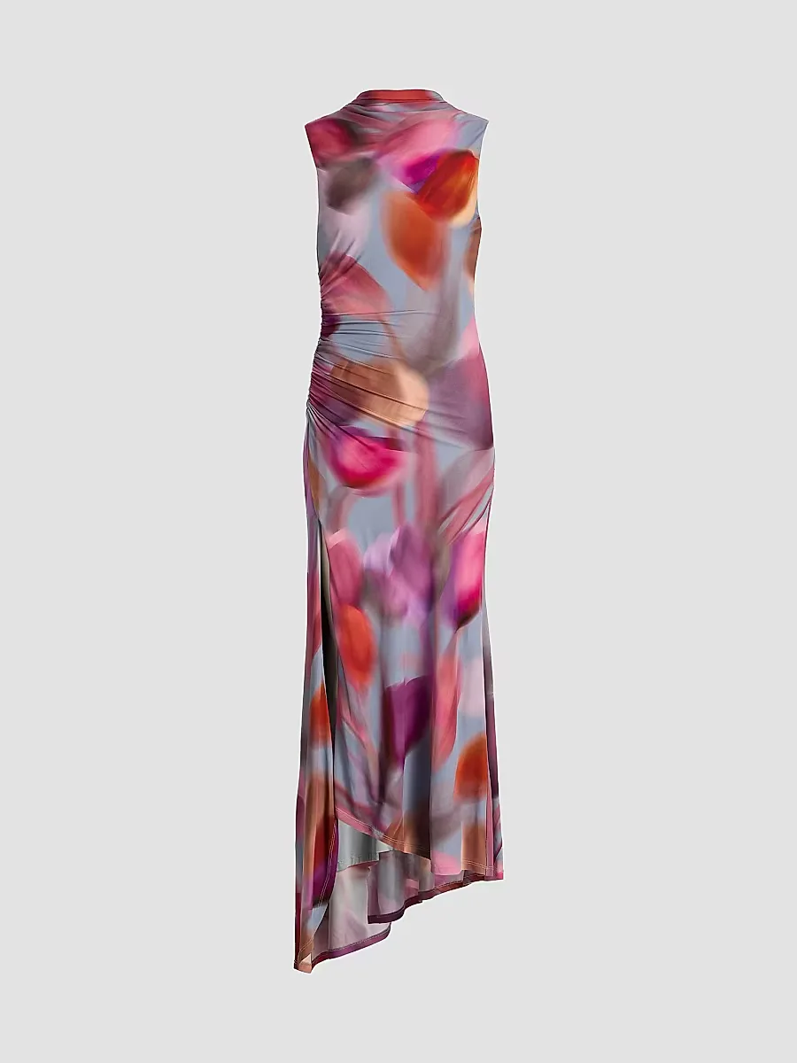 Kai Printed Asymmetric Sleeveless Maxi Dress by Amur