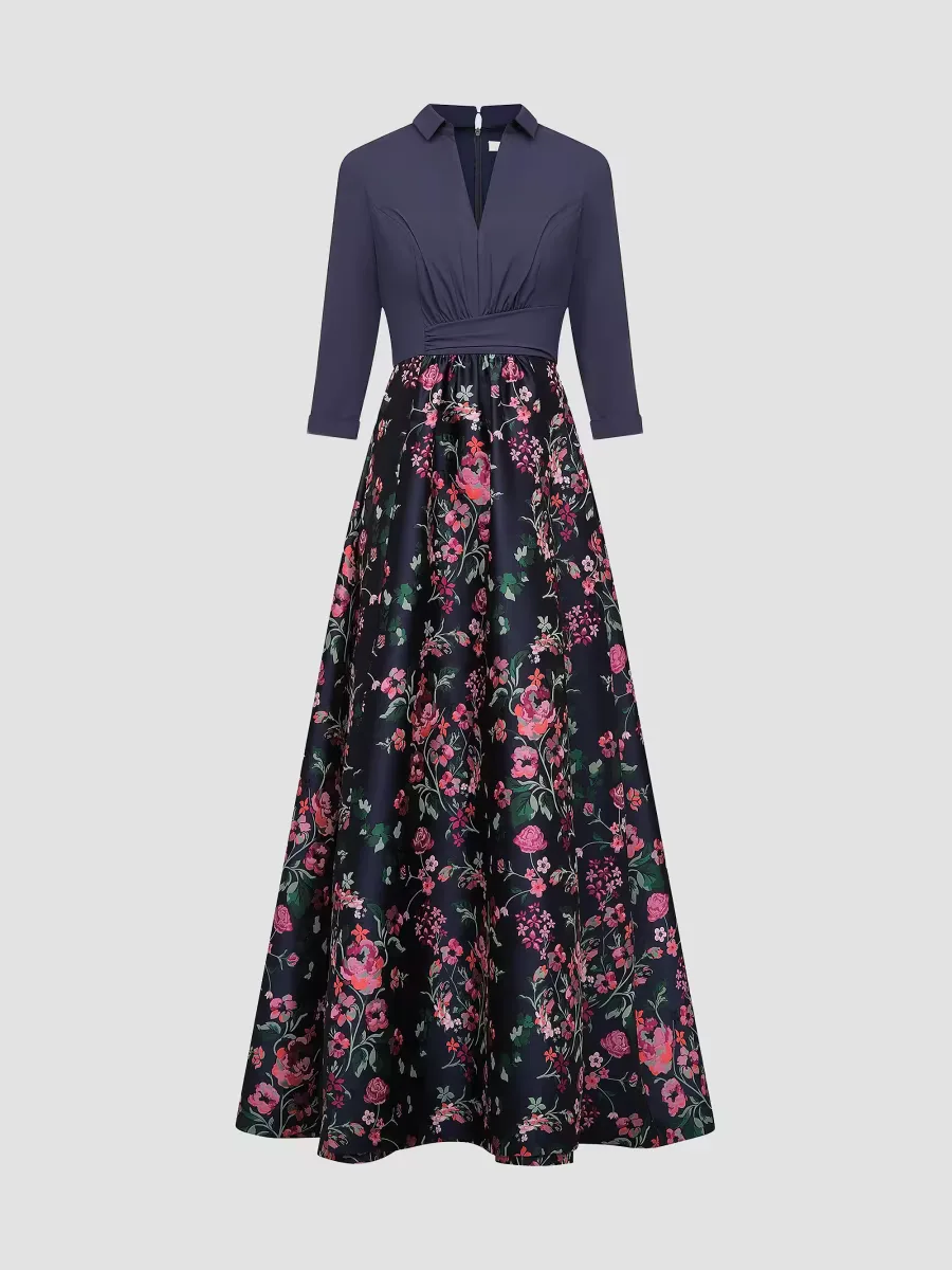 Marceline Floral-Jacquard Shirtwaist Gown by Kay Unger