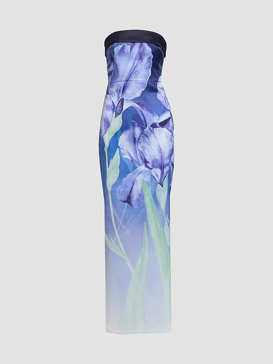 Cyrilla Floral Strapless Column Gown by Theia