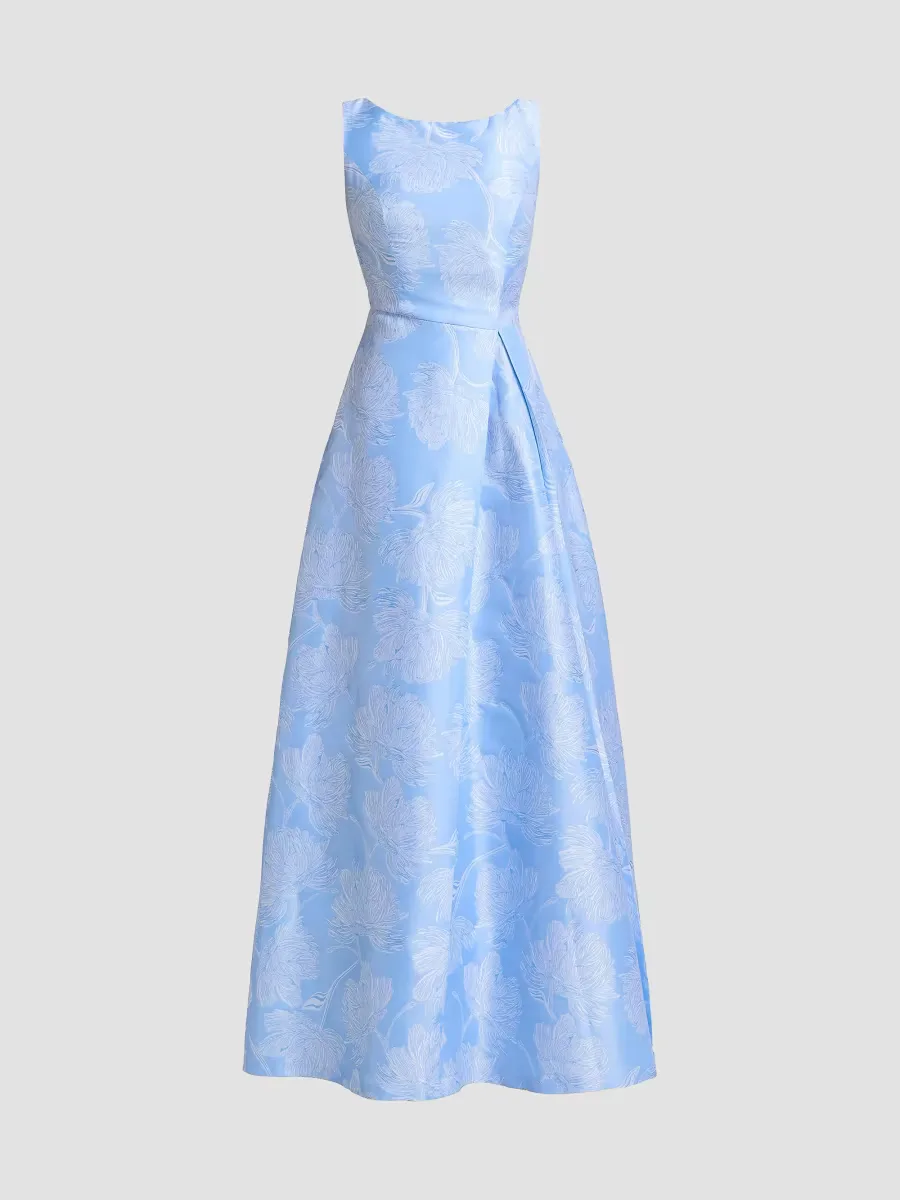 Caitlin Floral Jacquard A-Line Gown