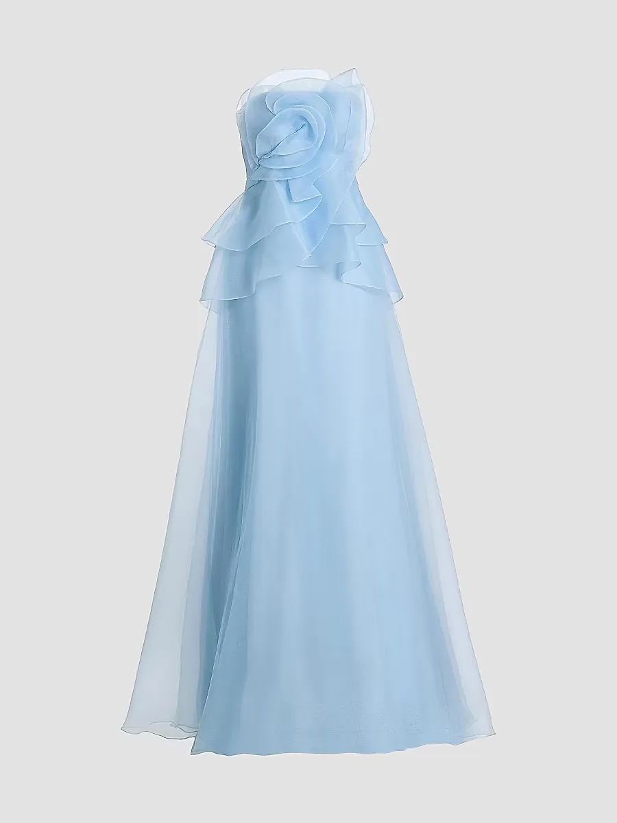 Gilda Strapless Draped Rose Gown by Theia