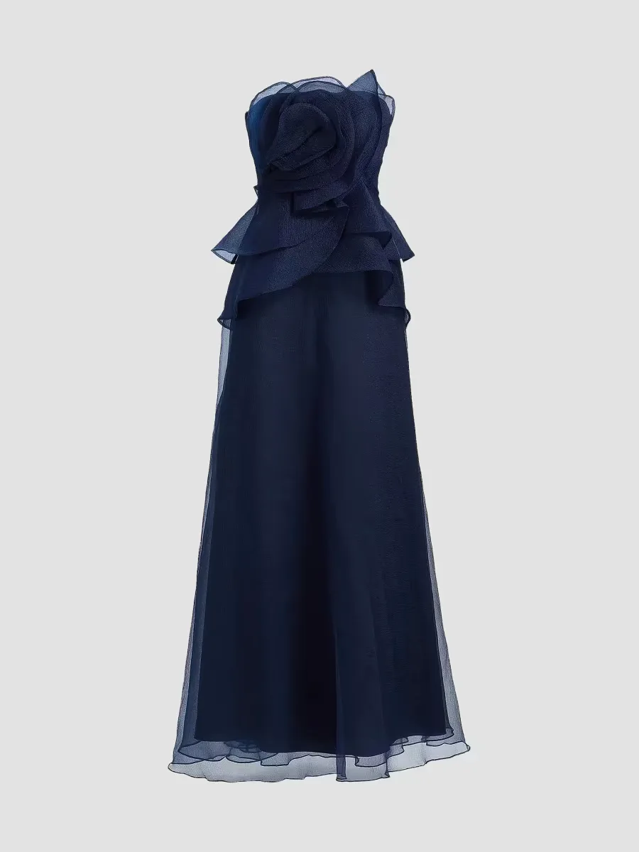 Gilda Strapless Draped Rose Gown