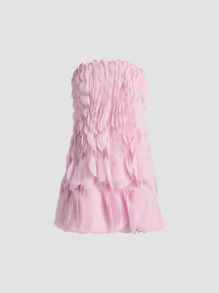 Christine Tiered-Petal Strapless Minidress