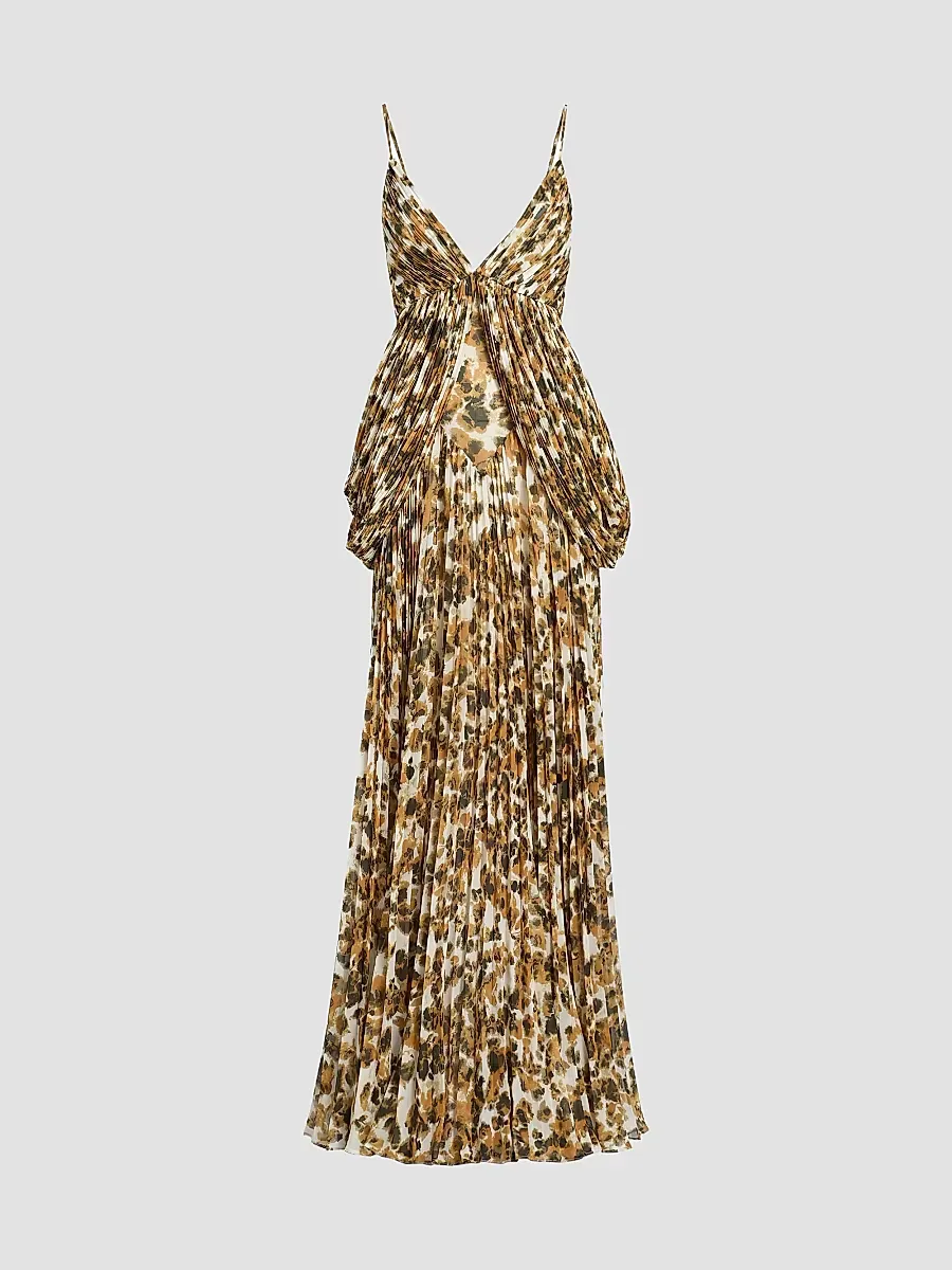 Micah Abstract Chiffon Pleated Gown by Et Ochs
