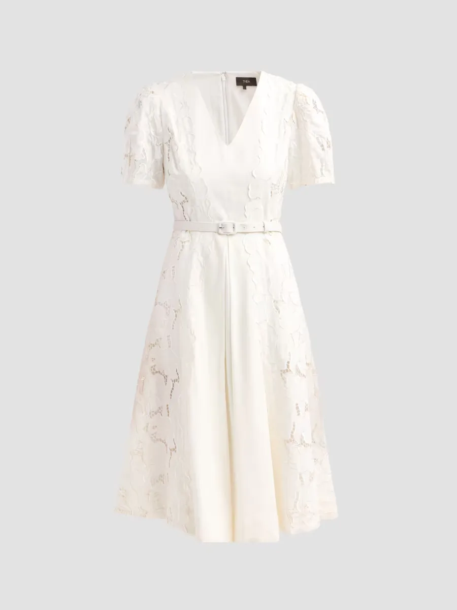 Amal Floral-Embroidered Midi Dress