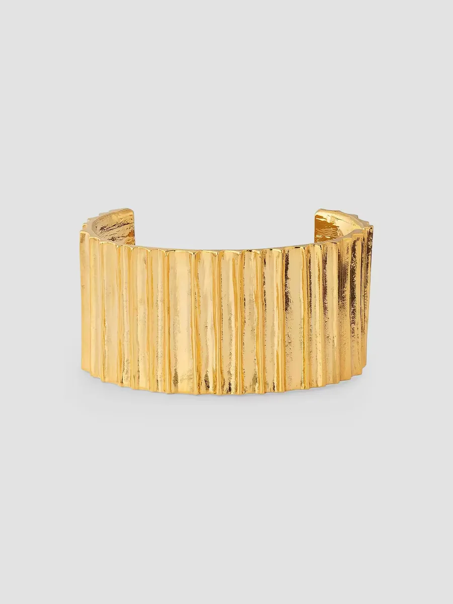 Goldtone Ribbed Cuff Bracelet