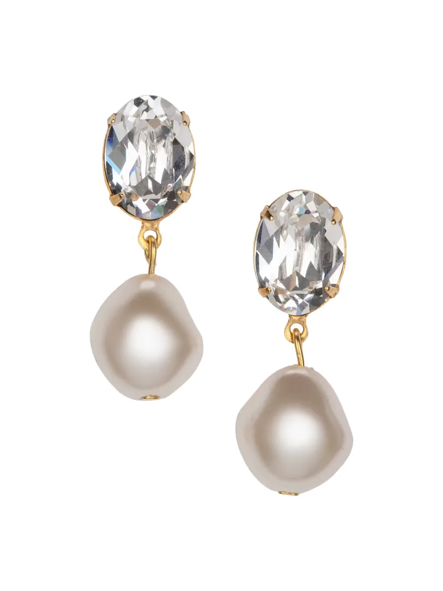 Jennifer Behr Tunis 24K Gold-Plated, Crystal & Glass Pearl Drop Earrings