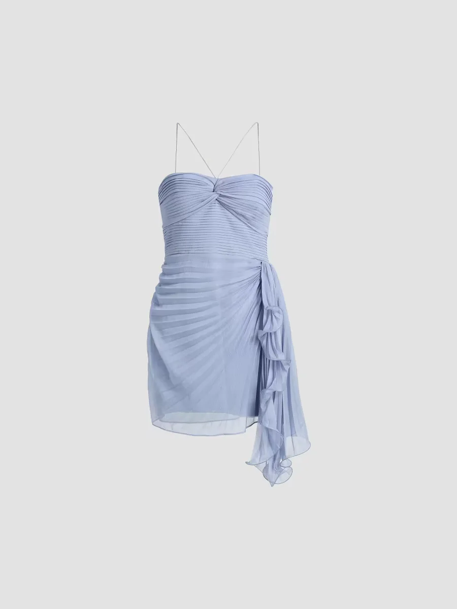 Bentley Pleated Draped Mini Dress by Amur