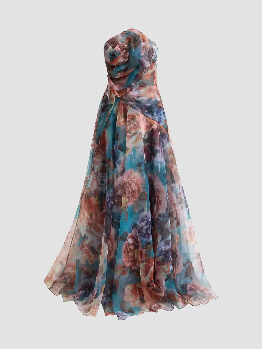 Iona Rosette Organza Draped Gown by Theia