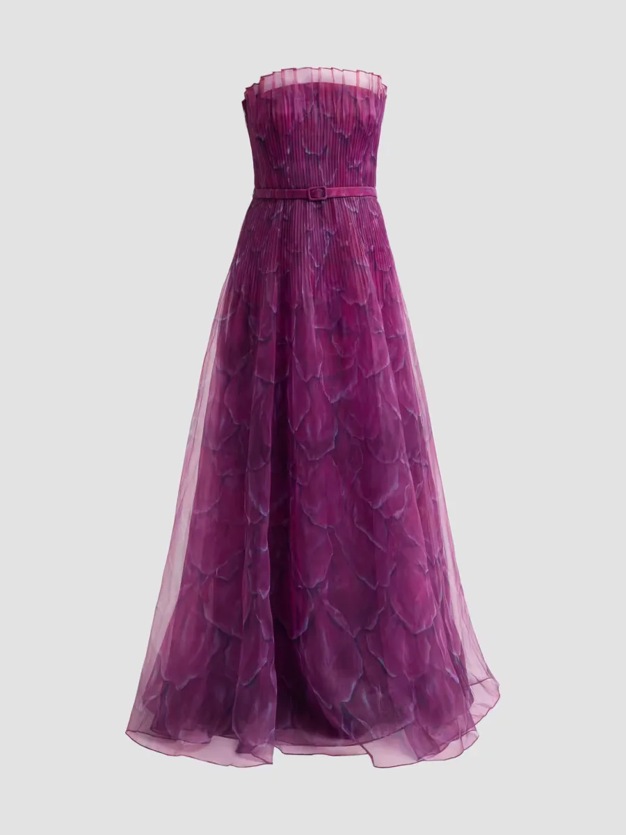 Ivana Printed Organza Gown