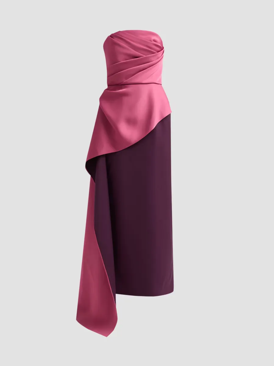 Diane Two-Tone Drape Strapless Gown by Theia