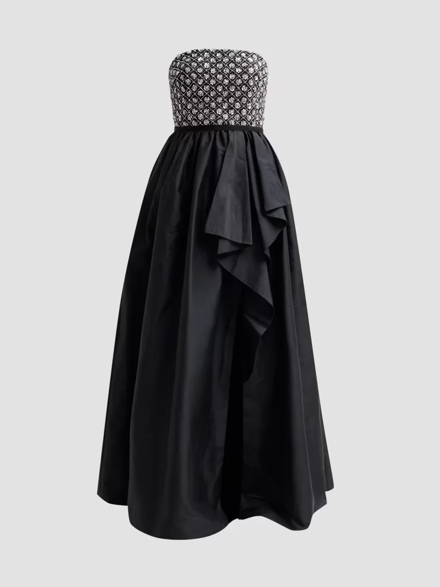 Mila Beaded Taffeta Strapless Gown by Theia