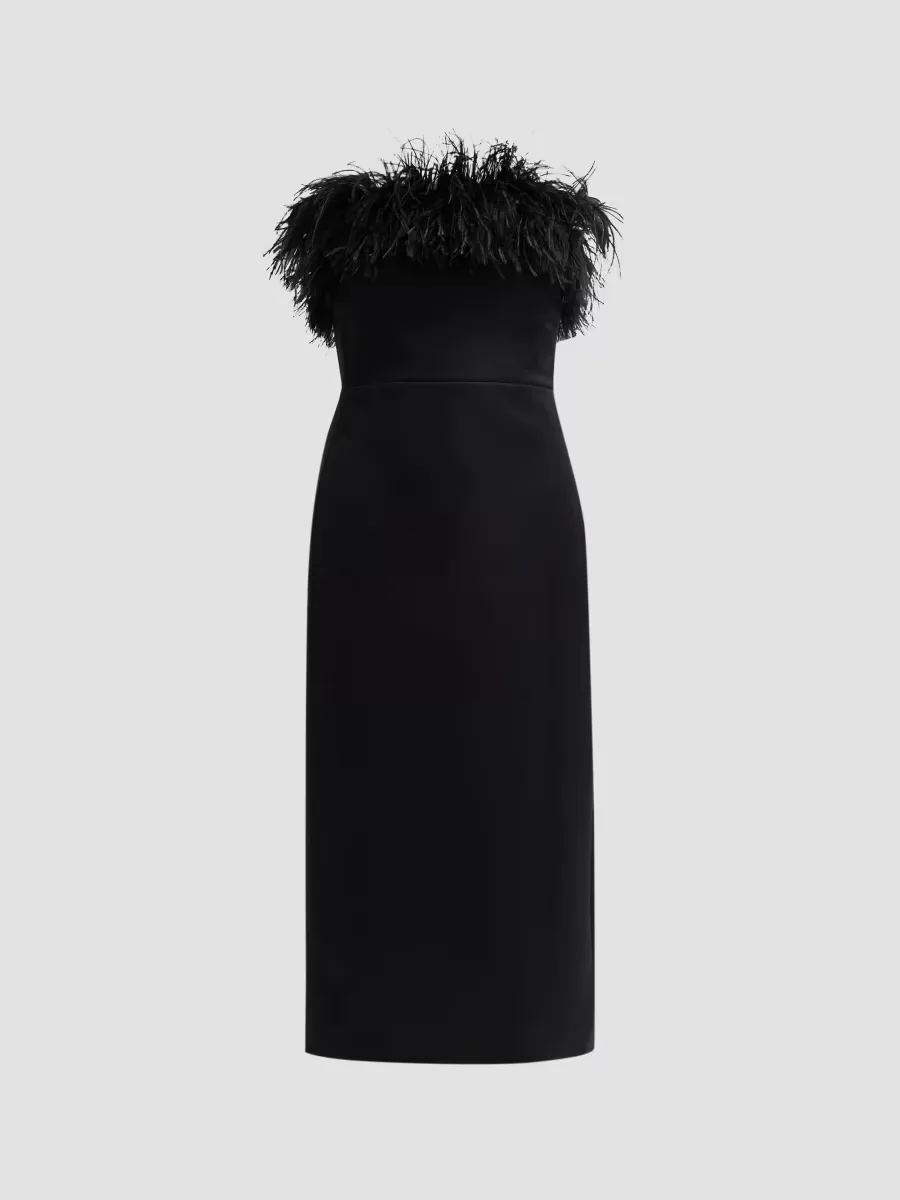 Ginger Feather-Trimmed Sheath Dress by Theia