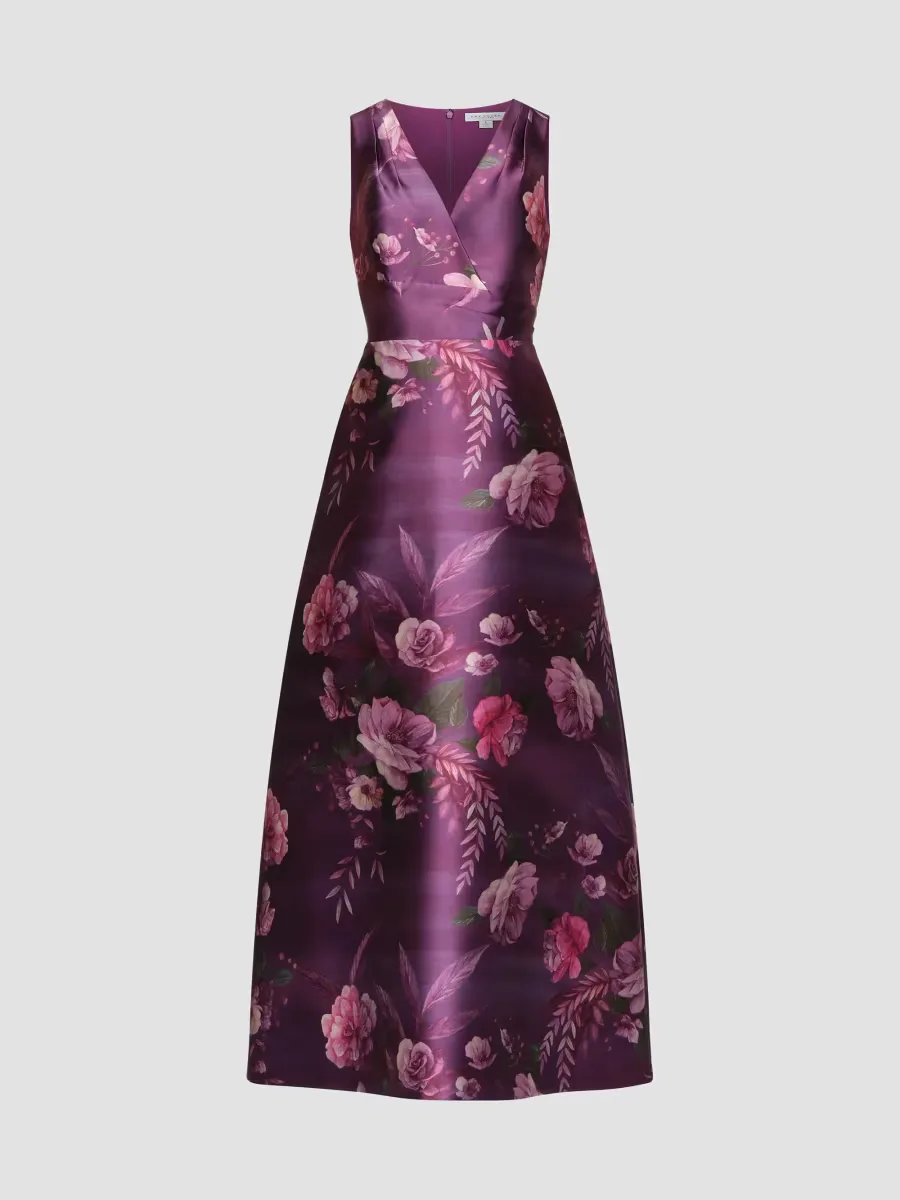 Rosalind Floral V-Neck Gown by Kay Unger