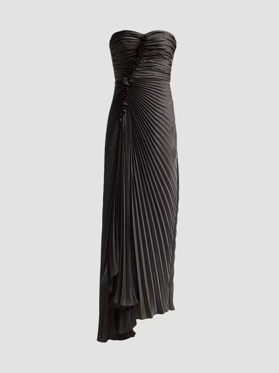 Alexandra Ruched Pleated Strapless Gown