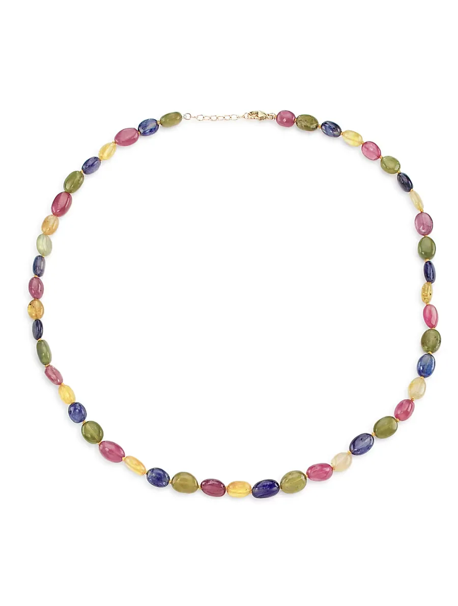 Sapphire & 14K Yellow Gold Smooth Candy Necklace