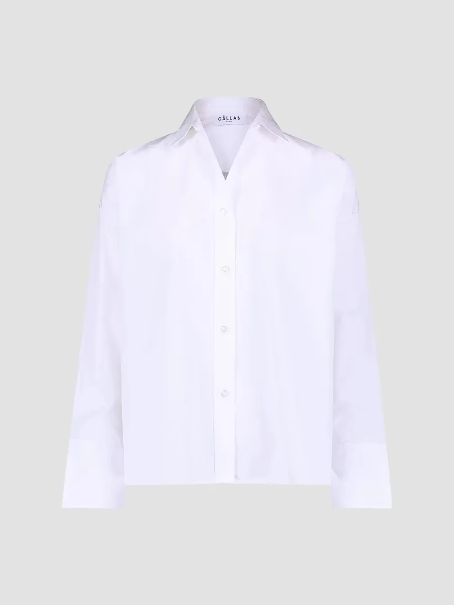 Sirene Poplin Shirt Venice Print Scarf Back by Callas Milano