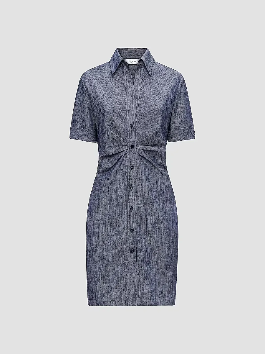 Ondine Short Sleeve Tucked Waist Shirt Dress