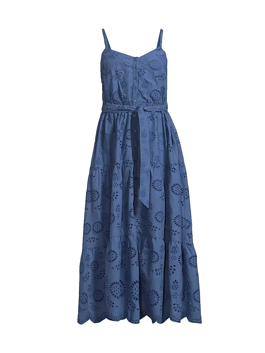 Addyson Embroidered Eyelet Cotton Midi-Dress by Change of Scenery