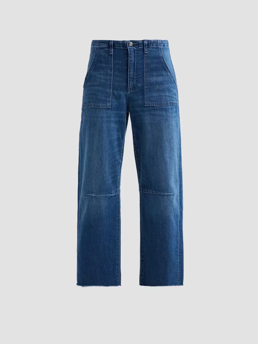 Utility Soft Barrel-Leg Crop Jeans by Le Jean