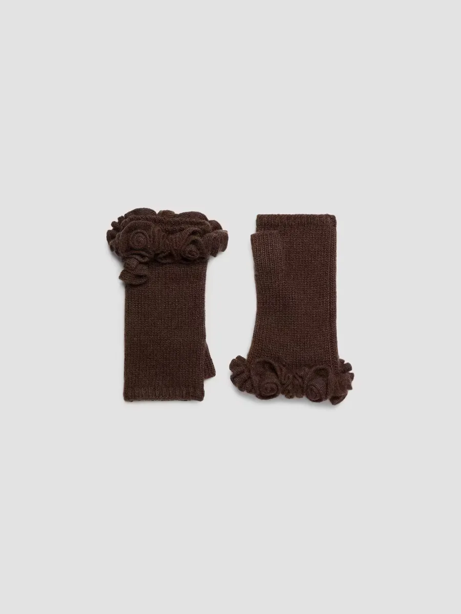 Ruffled Cashmere Fingerless Gloves by Carolyn Rowan Collection