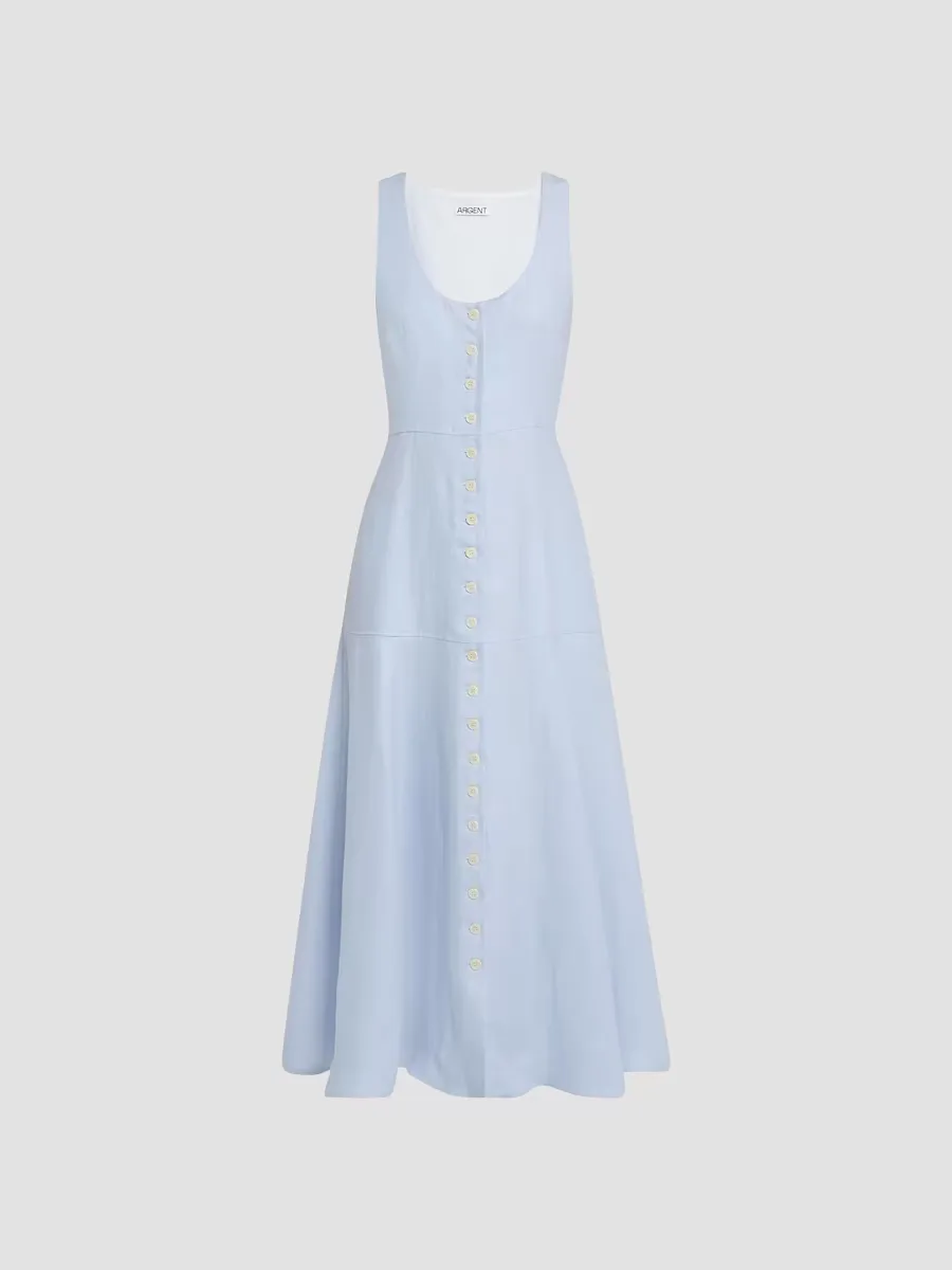 Marcy Sleeveless Linen Twill Midi-Dress by ARGENT