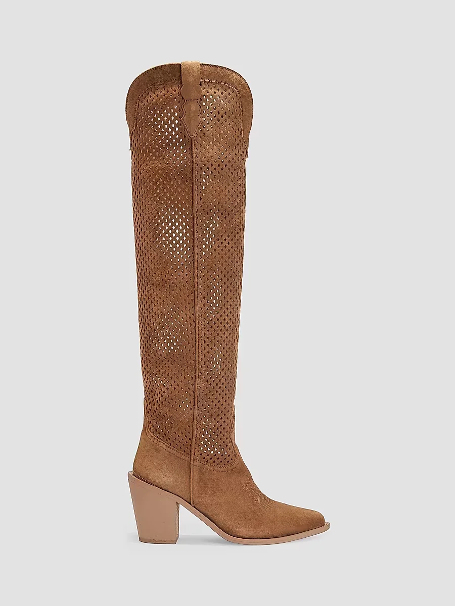 Aleene Perforated Suede Cowboy Boots by Partlow