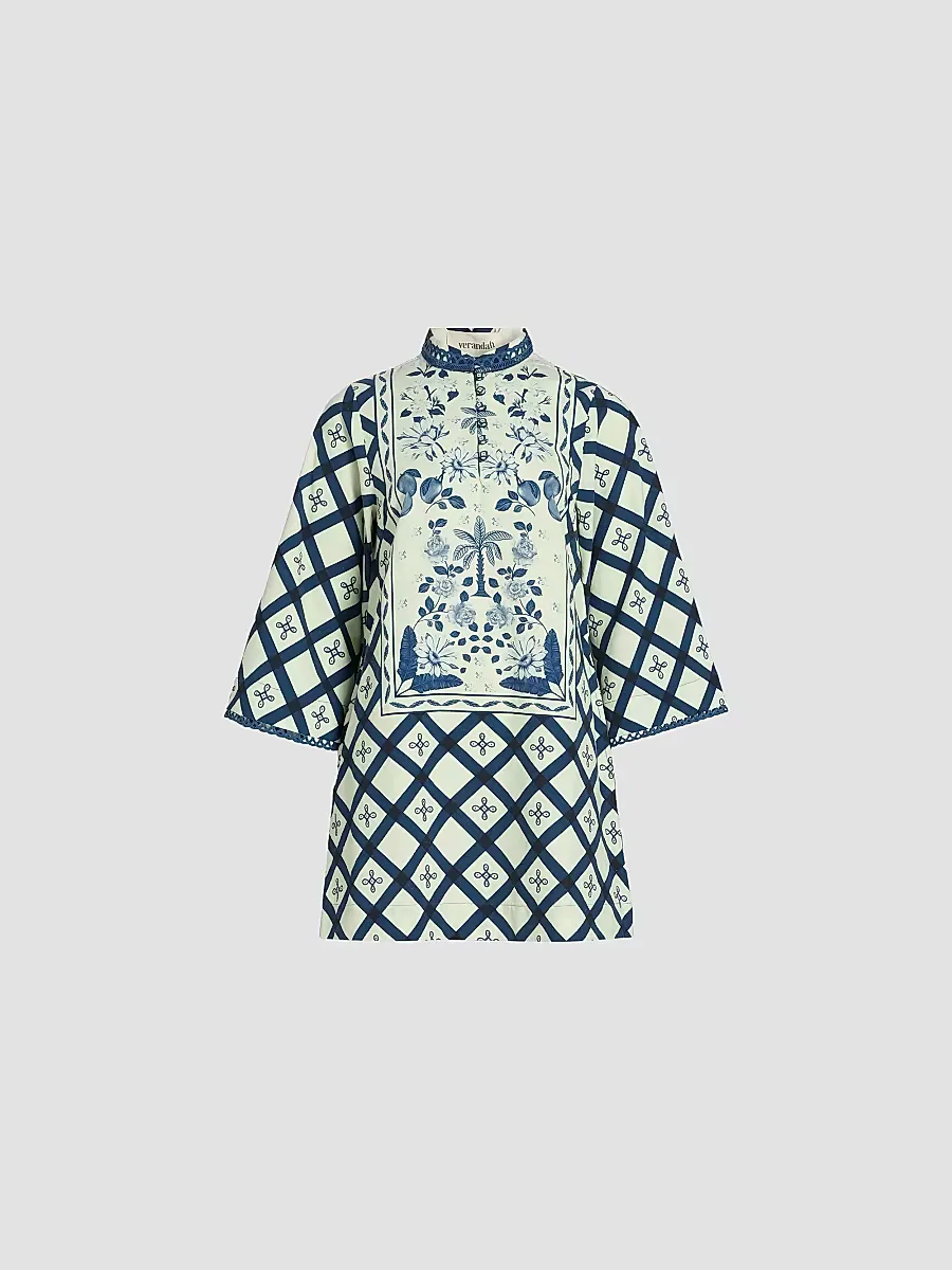Pushpanjali Printed Caftan Minidress by Verandah