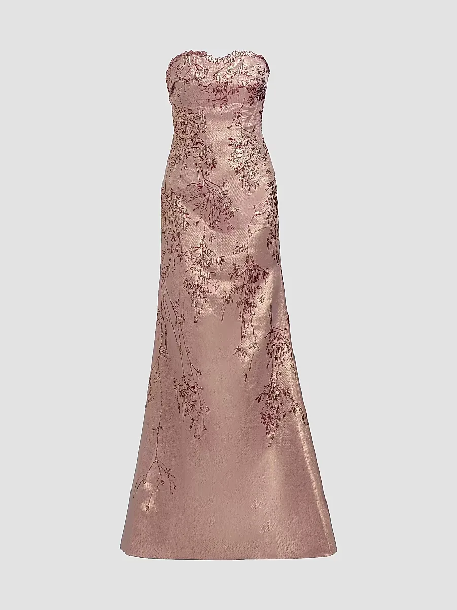 Metallic Jacquard Trumpet Gown